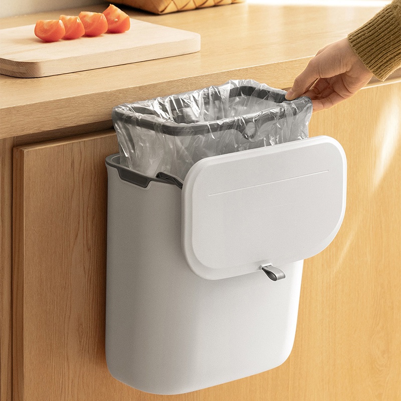 Thùng rác nắp trượt treo cánh tủ hoặc dán tường nhà bếp