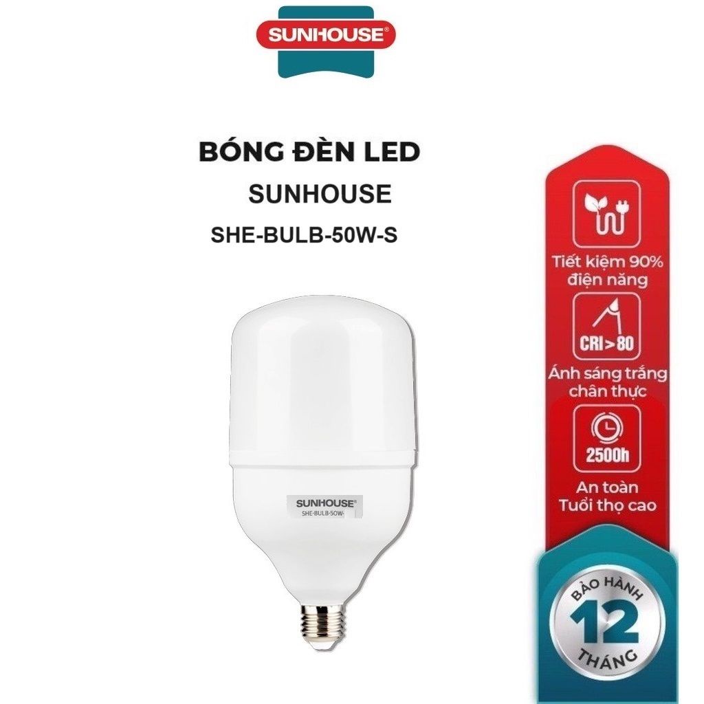 Bóng Đèn LED bulb Spec Sunhouse 50W  SHE-BULB-50W-S, Tuổi thọ lên đến 25.000 giờ, Chip LED chất lượn