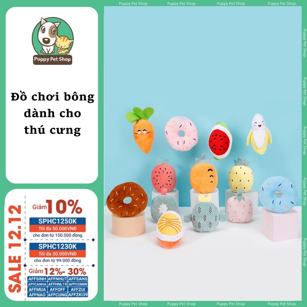 Đồ chơi hoa quả nhồi bông cho thú cưng, chó mèo