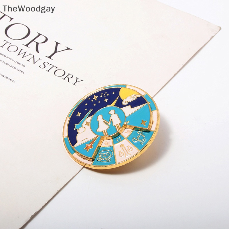 Ghim Cài Áo Bằng Kim Loại Hình Cung Hoàng Đạo Hai Lần Có Thể Xoay Được Dành Cho Cặp Đôi