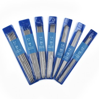 Bộ kim đan bằng thép không gỉ 5pcs 20cm 2 - 5mm hai mũi kim thẳng cho áo len đan