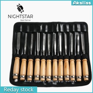 Aks set 12 mũi đục gỗ chữ v có 3 mũi thẳng