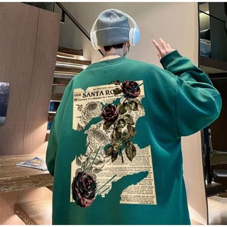  có size lớn M-8xl áo sweater nam bigsize unisex nam nữ form rộng tay lỡ phông Cách Hàn Quốc Áo Len Cổ Tròn In Hoa Hồng Siêu Lửa Áo Dài Tay Nam Nữ 
