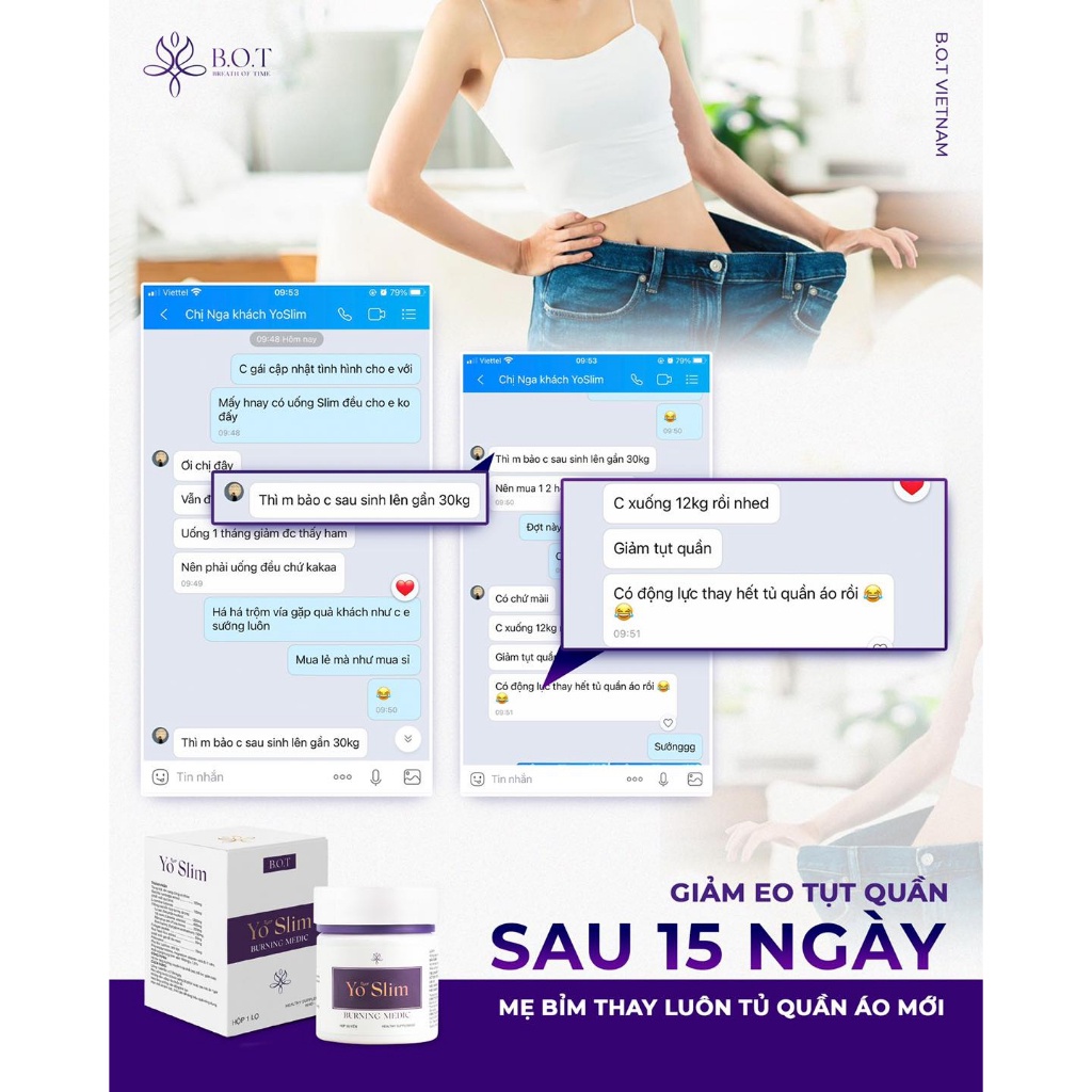Giảm Cân YoSlim Chính Hãng B.O.T  Yoslim Giúp Giảm Cân An Toàn giảm 2 - 4 Kg Sau 15 Ngày chuẩn chính hãng