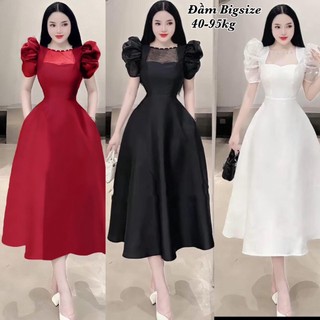 Đầm Váy Bigsize Đón Tết Noel Thiết Kế Vải Lụa Chéo Mềm Mịn Cao Cấp Cho Nàng Chuppy, Thời Trang Bigsize Nữ Đẹp 40-95kg