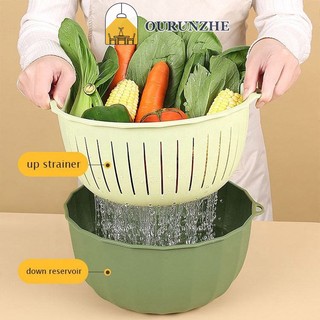 Ourunzhe rổ nhựa hai tầng đựng trái cây / đồ dùng nhà bếp / phòng khách