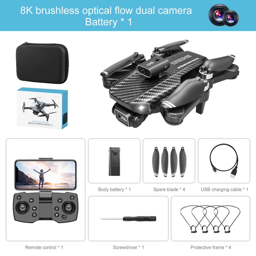 Máy Bay Điều Khiển Từ Xa Không Chổi Than V162 8K Có Thể Gấp Gọn Tiện Dụng | BigBuy360 - bigbuy360.vn