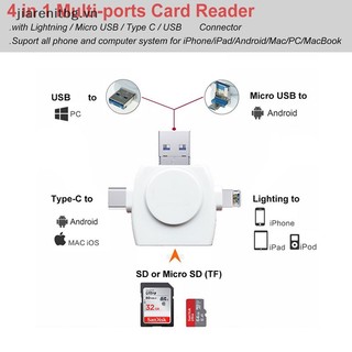Đầu Đọc Thẻ Nhớ TF SD 4 Trong 1 Cho IPhone IPad Android