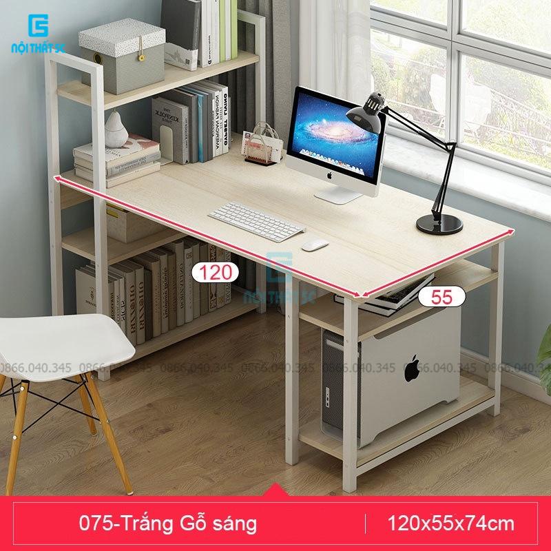 Bàn làm việc, bàn học Nội Thất 5C kèm giá sách tiện lợi, kích thước 1m2 chân sắt sơn tĩnh điện chắc chắn lắp đặt dễ dàng