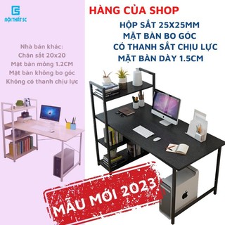 Bàn làm việc, Bàn học sinh, máy tính liền kệ sách cao cấp kích thước 1,2m &1m chân sắt sơn tĩnh điện mặt gỗ mdf cao cấp