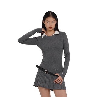Bộ Áo Sơ Mi Giả Hai Mảnh + Chân Váy Xếp Ly Ôm Eo Phong Cách Preppy Kèm Thắt Lưng