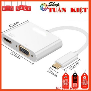 Dây cáp kết nối chuyển đổi sang HDMI, VGA nhỏ gọn - Cable USB - Type C to VGA and HDMI