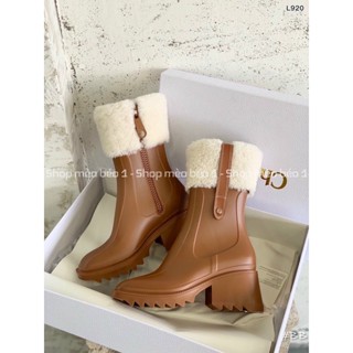 [sẵn] Bốt boot lửng cổ lông mũi vuông gót vuông fullbox hàng quảng châu cao cấp [tặng móc khóa]