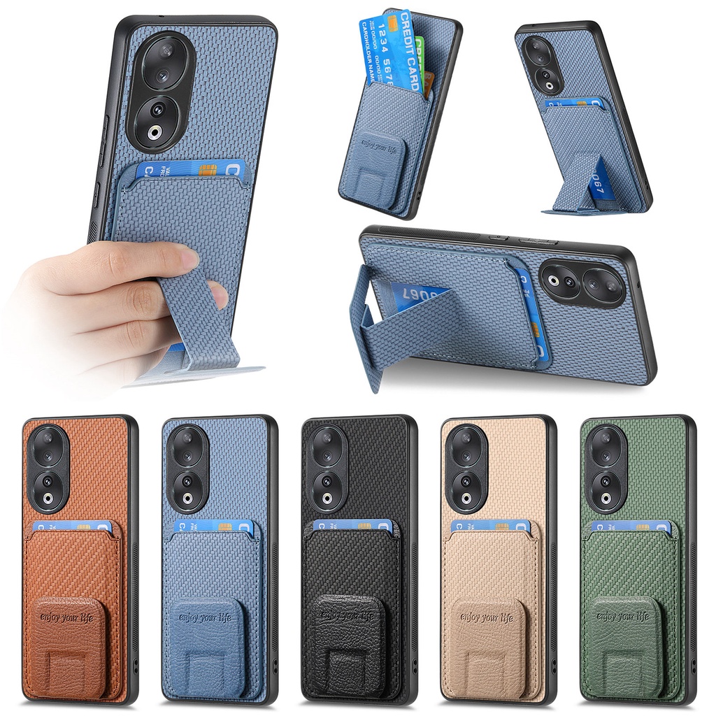 Dành Cho Honor 200 pro 90 pro 90 Lite 100 70 pro 50 80 Ốp Lưng Điện Thoại Ví Sợi Carbon Vỏ Đựng Thẻ