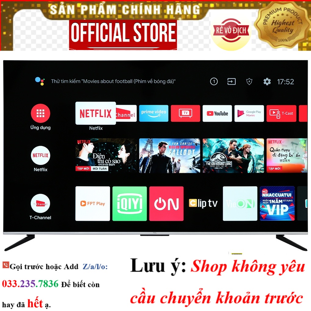 &gt; Android Tivi TCL 65P737 4K 65 inch