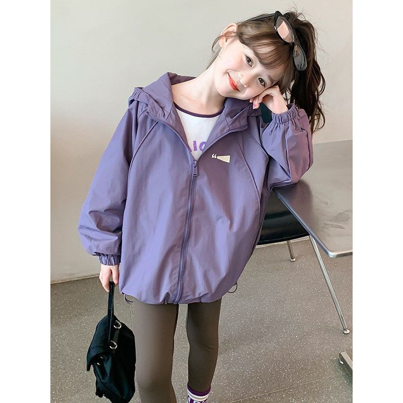 Áo Khoác Thể Thao Có Mũ Trùm Phong Cách Mới Thời Trang Xuân Thu 2023 Cho Bé Gái