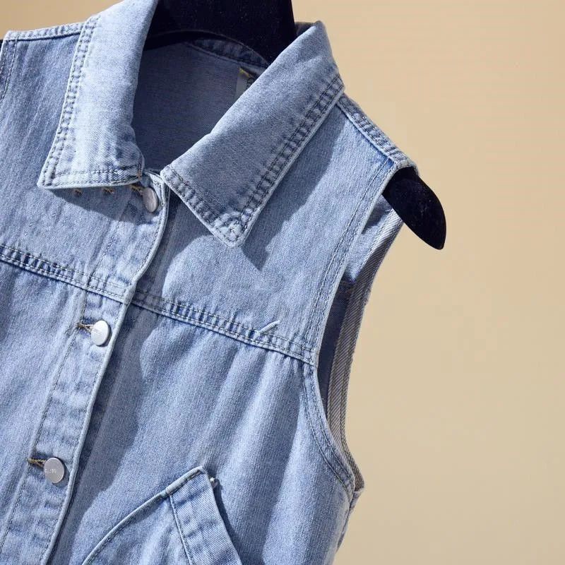 Áo Khoác denim Không Tay Thời Trang Xuân Thu Hàn Quốc 2023 Dành Cho Nữ