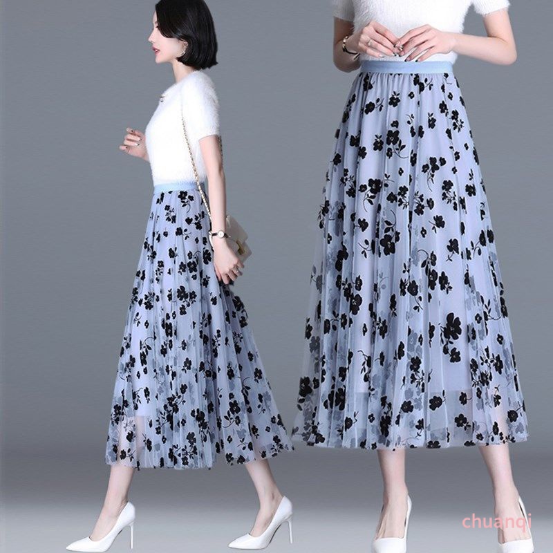 Chân Váy Lưới Chữ a Lưng Cao Xếp Ly Thời Trang Cho Nữ