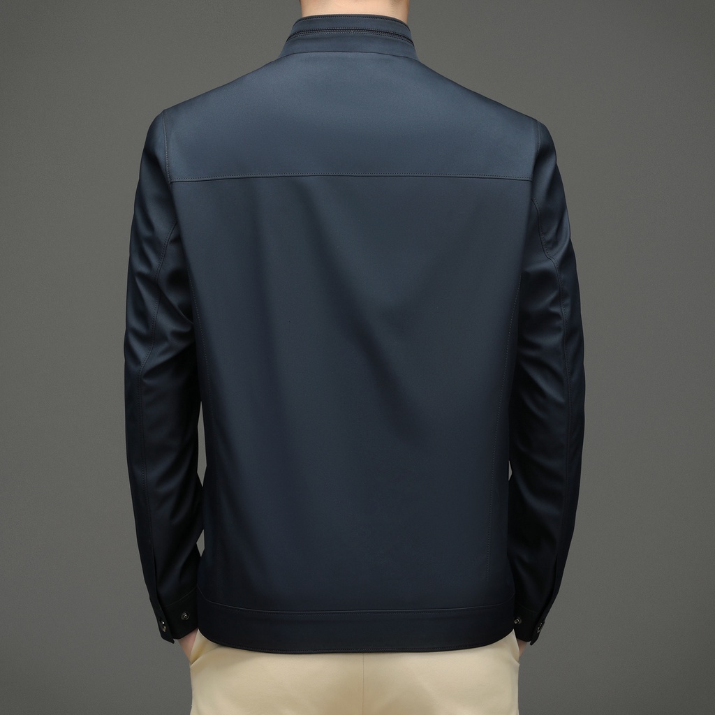 Áo Khoác Tay Dài Dáng Rộng Cổ Đứng Màu Trơn Phong Cách Hàn Quốc Thời Trang Cho Nam