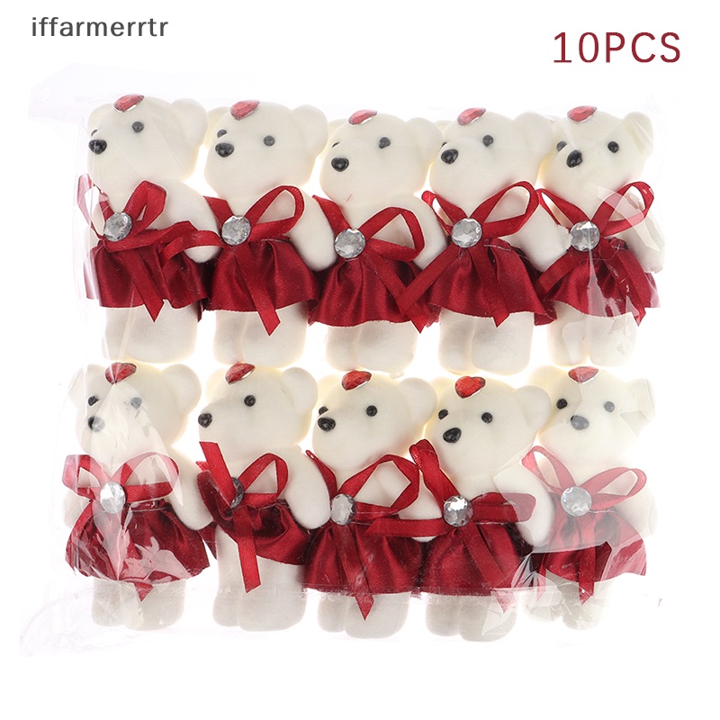 Set 10 Bó Hoa Gấu Bông 12cm Trang Trí Hoạt Hình Cho Tiệc Cưới / Sinh Nhật