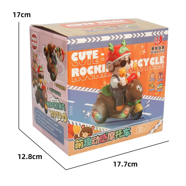 Xe Máy Điện Đồ Chơi Có Nhạc Và Đèn Hình Gấu Cho Bé