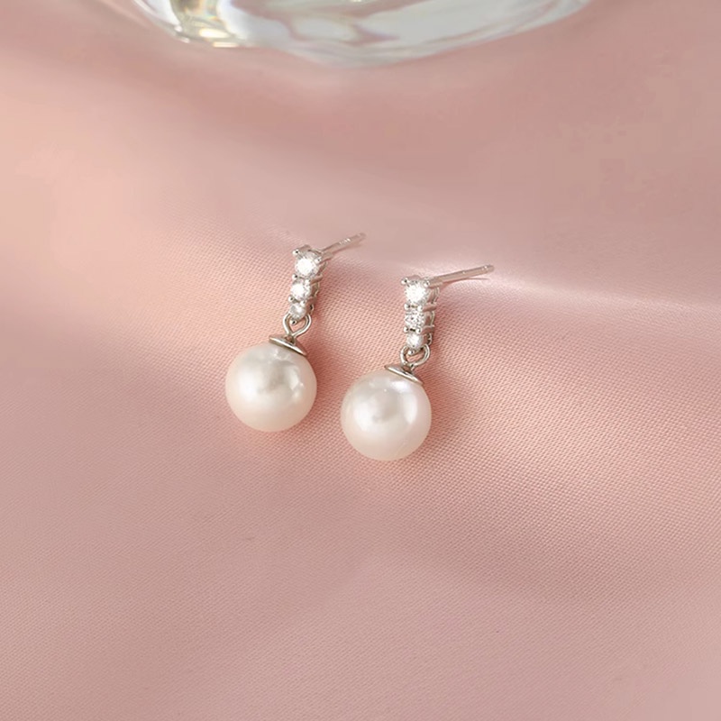 Bông Tai Một Bên Đính Đá Ngọc Trai Thanh Lịch Thời Trang Nhật Hàn