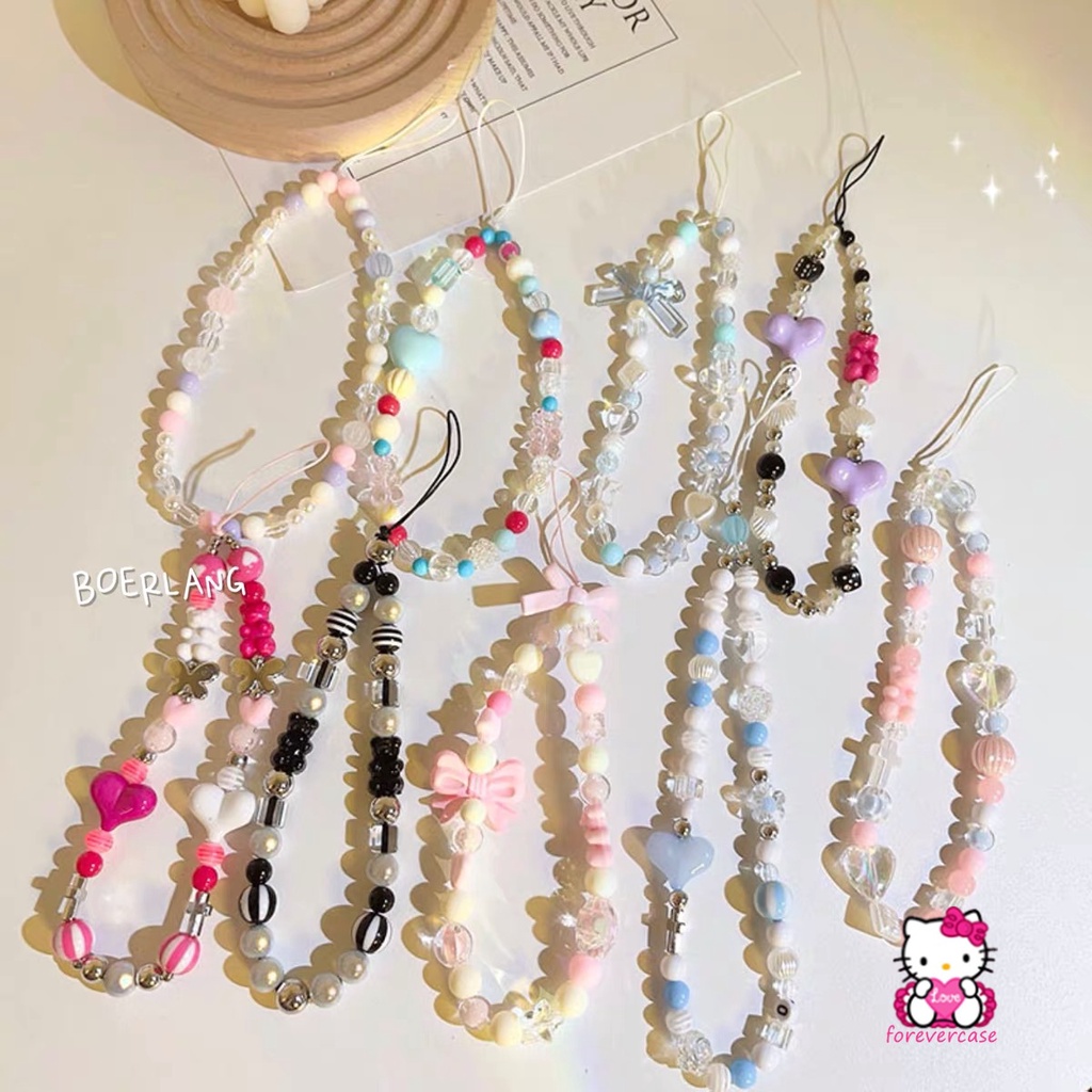 Dây Xích Điện Thoại Bằng acrylic Đa Năng Mặt Hình Nơ / Bông Hoa 3d Nhiều Màu Dễ Thương