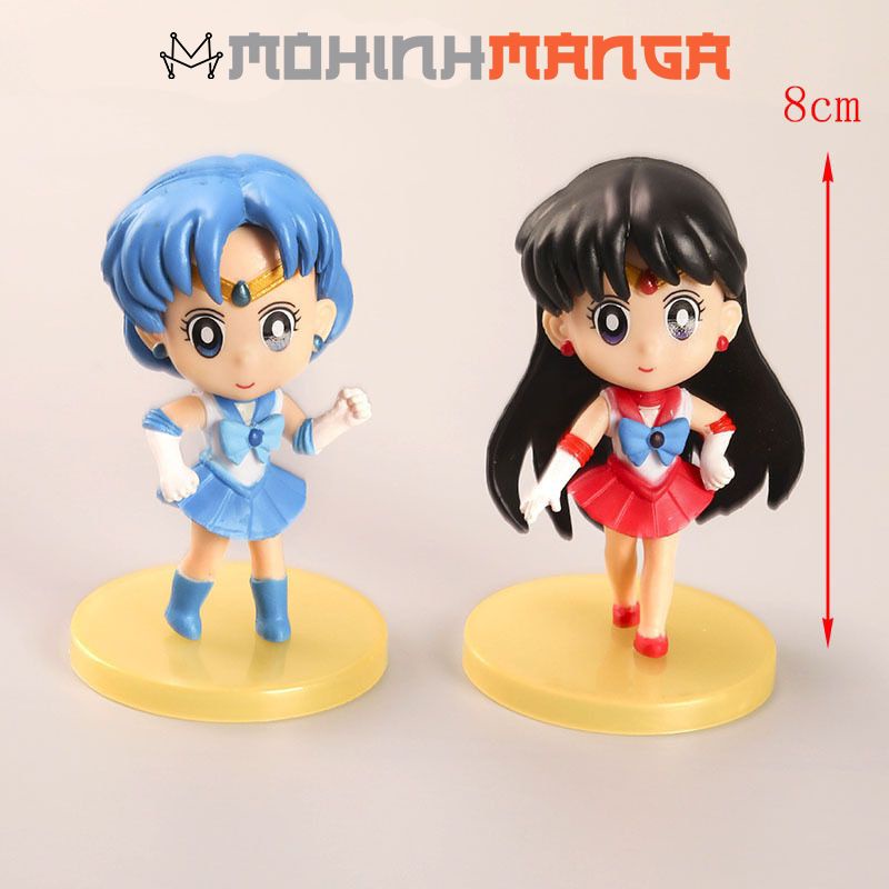 Mô hình chibi 5 nhân vật thủy thủ mặt trăng Sailor Moon Usagi Ami Rei Makoto Minako Mamoru Setsuna Michiru Haruka