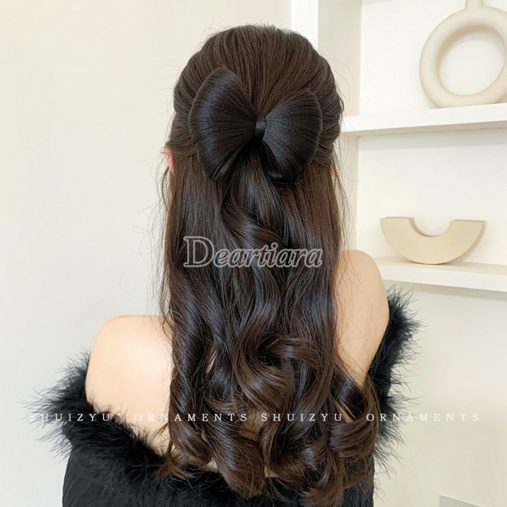 Kẹp Tóc Giả Đính Nơ Và Bóng Lông Thời Trang Dành Cho Nữ