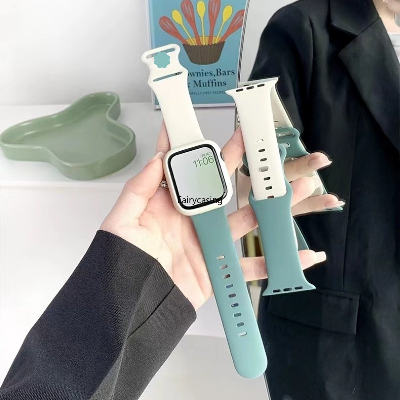 Dây Đeo silicone Hai Màu Thoáng Khí Cho Đồng Hồ Thông Minh apple watch series 8 7 se 6 5 3 41mm 45mm 40mm 44mm 38mm 42mm ultra 49mm