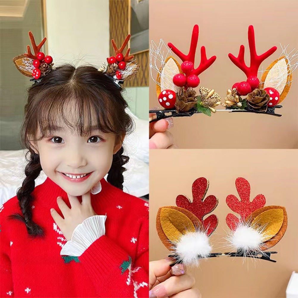 Cặp Kẹp Tóc Hình Sừng Hươu Giáng Sinh Dễ Thương Cho Bé Gái duomila