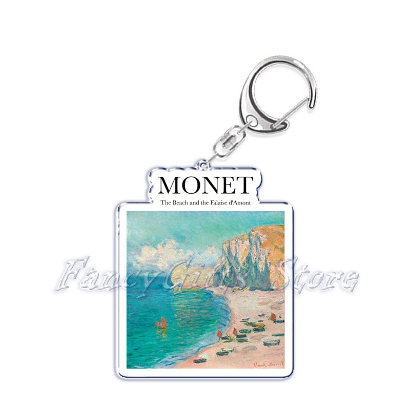 Móc khoá Aesthetic Van Gogh Art Hokusai Oil Painting phụ kiện trang trí dễ thương