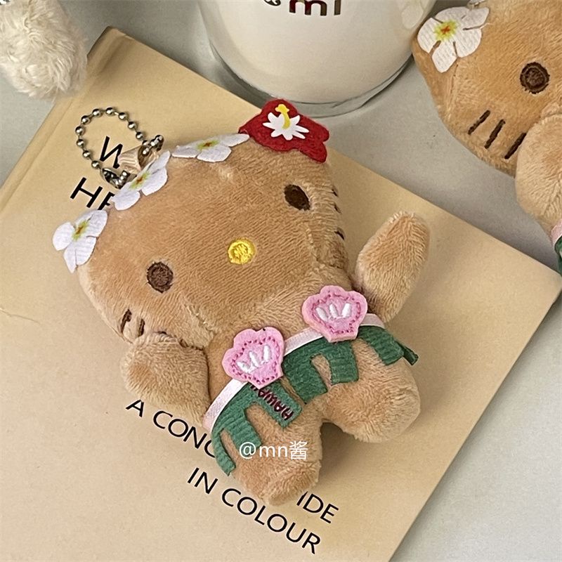 Đen Móc Khóa Da Hình Mèo kitty Phong Cách hawaii Xinh Xắn