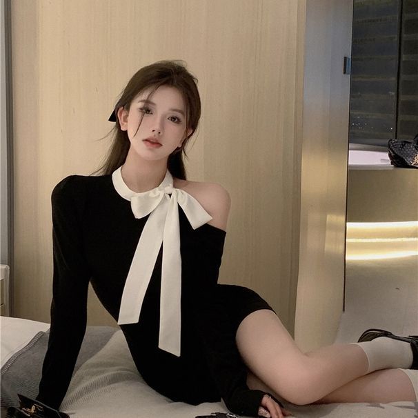 Cozok Đầm Tay Dài Thắt Nơ Eo Thời Trang Quyến Rũ Cho Nữ