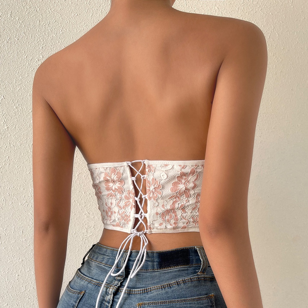 Áo corset Ren Hoa Xương Cá Đính Đá Gợi Cảm Cho Nữ a600 5vge