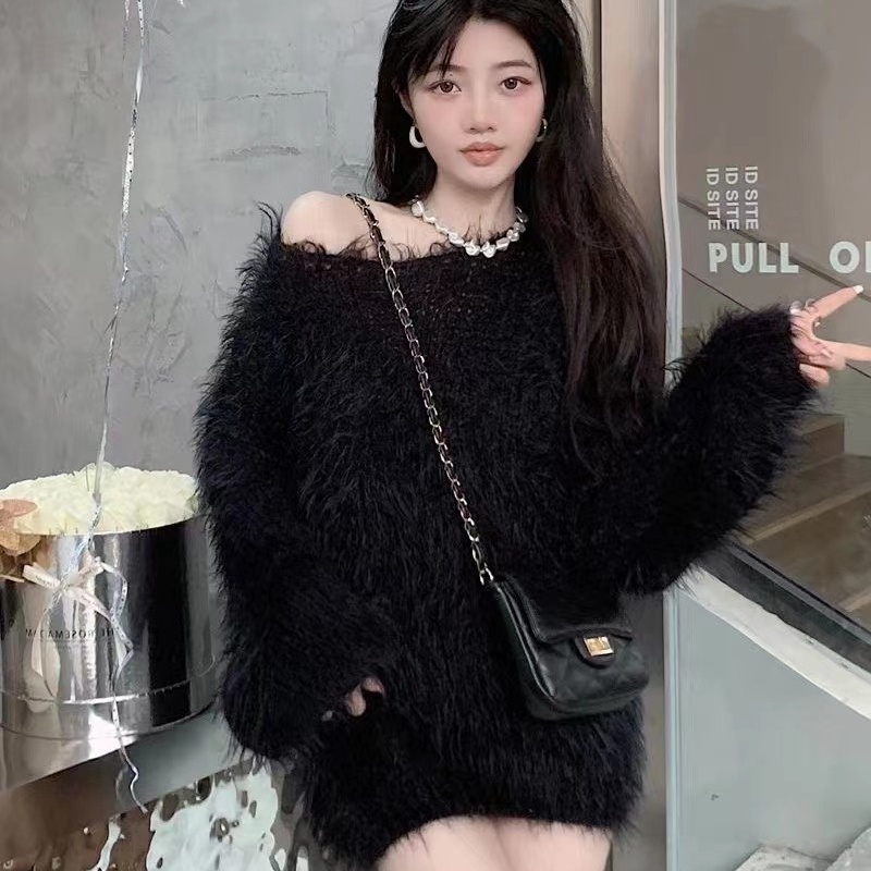 Áo Len Màu Tím Dáng Rộng Phong Cách Hàn Quốc Thời Trang Thu Đông Mới áo sweater áo len dài tay form rộng