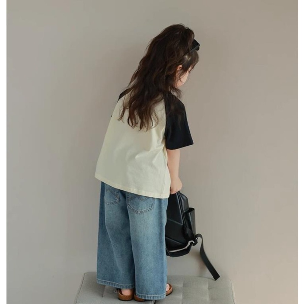 Quần denim Ống Rộng Lưng Thun Dễ Thương Thời Trang Mùa Hè Cho Bé Gái
