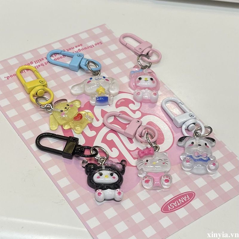 🌺🌺SANRIO Móc Khóa Nhựa Hình Cinnamoroll Kuromi Hoạt Hình Sanrio Dễ Thương