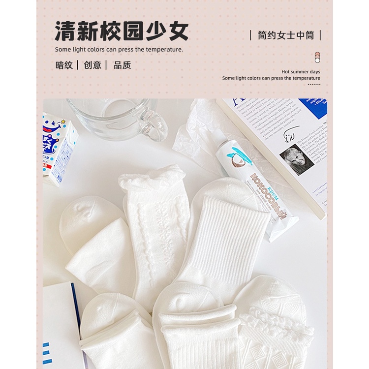 Vớ cotton Mỏng Màu Trắng Phối Ren Dễ Thương Phong Cách Nhật Bản Thời Trang Mùa Hè Cho Nữ
