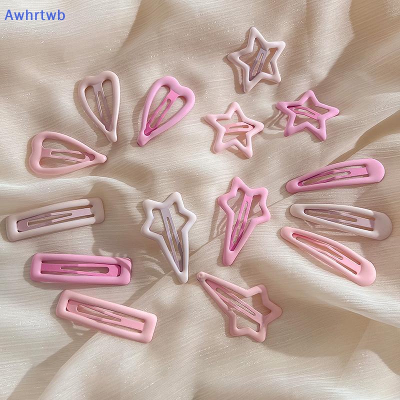 Bộ 3 Kẹp Tóc mini Hình Ngôi Sao Màu Hồng Nhám Phong Cách Hàn Quốc Cho Nữ Mới