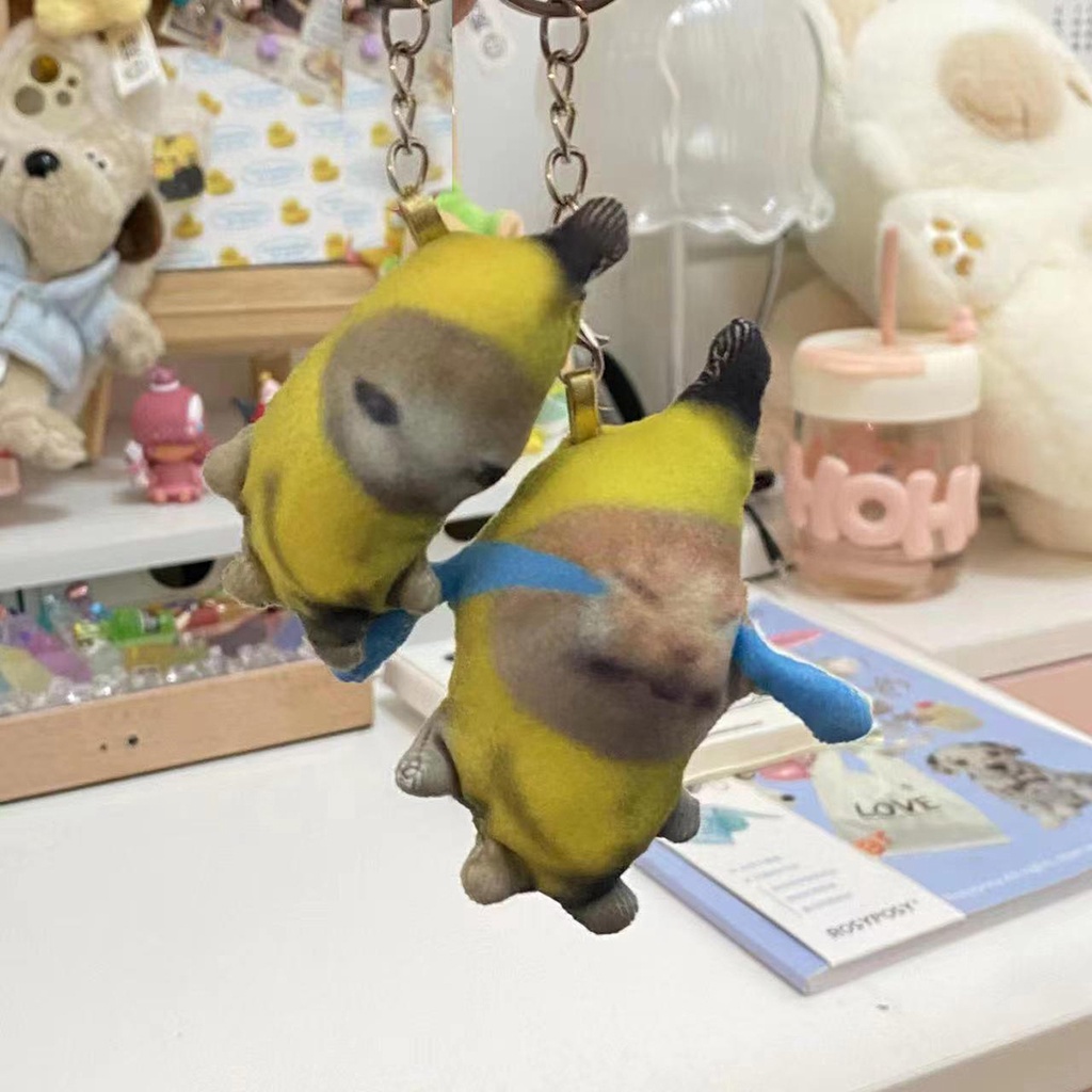 Móc Khóa Điện Thoại Hình Mèo Ăn Chuối Ngộ Nghĩnh