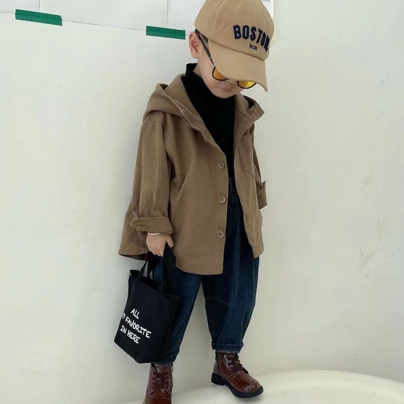 Áo Khoác Có Mũ Thiết Kế Mới Thời Trang Mùa Xuân Thu Theo Phong Cách Hàn Quốc Cho Bé Trai