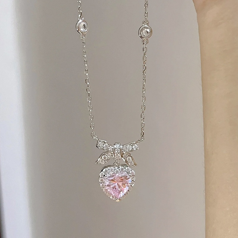 Dây Chuyền Mặt Hình Nơ Dát Đá zircon Đơn Giản Thời Trang Phong Cách Mới 2023 Dành Cho Bạn Nữ