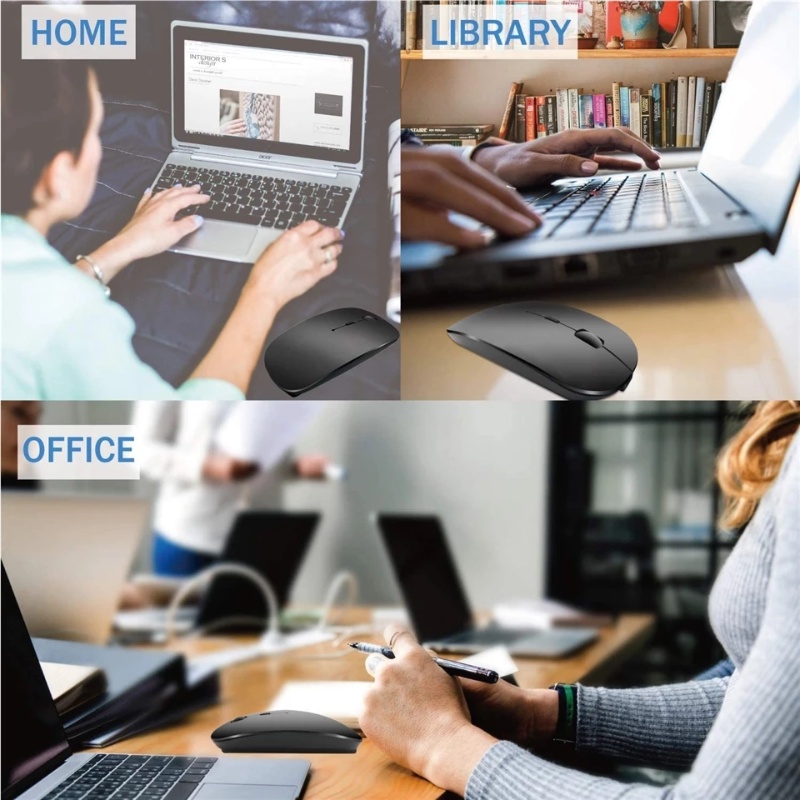 Chuột bluetooth Không Dây 2.4ghz Có Thể Sạc Lại 1600dpi Im Lặng Cho Văn Phòng Và Nhà Ở