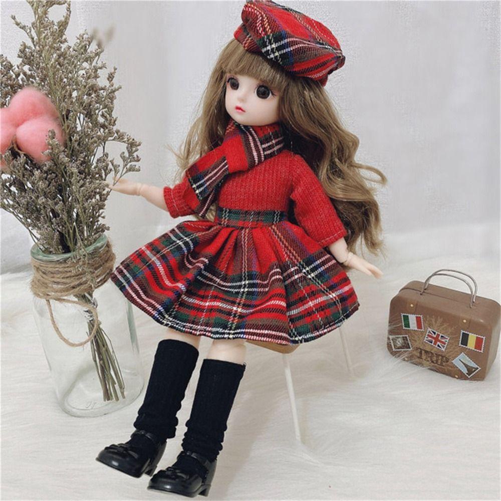 Búp Bê Bé Gái Mặc Đầm 3d 12 Khớp Có Thể Di Chuyển + Giày / Giày / Búp Bê bjd / Búp Bê bjd / Quà Tặng Giáng Sinh