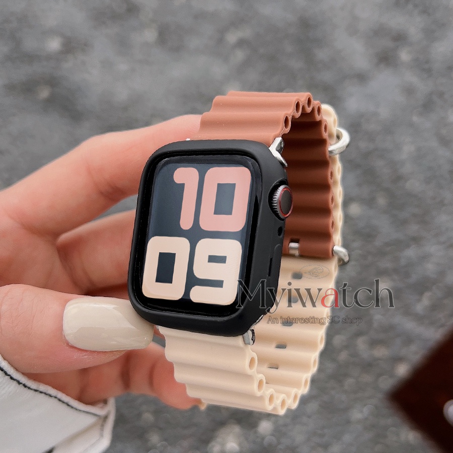 Set 3 Dây Đeo Đồng Hồ Bằng silicone Mềm Cho iwatch series 9 8 ultra 7 6 se 5 4 3 2 1 49mm 45mm 44mm 41mm 40mm 38mm 42mm