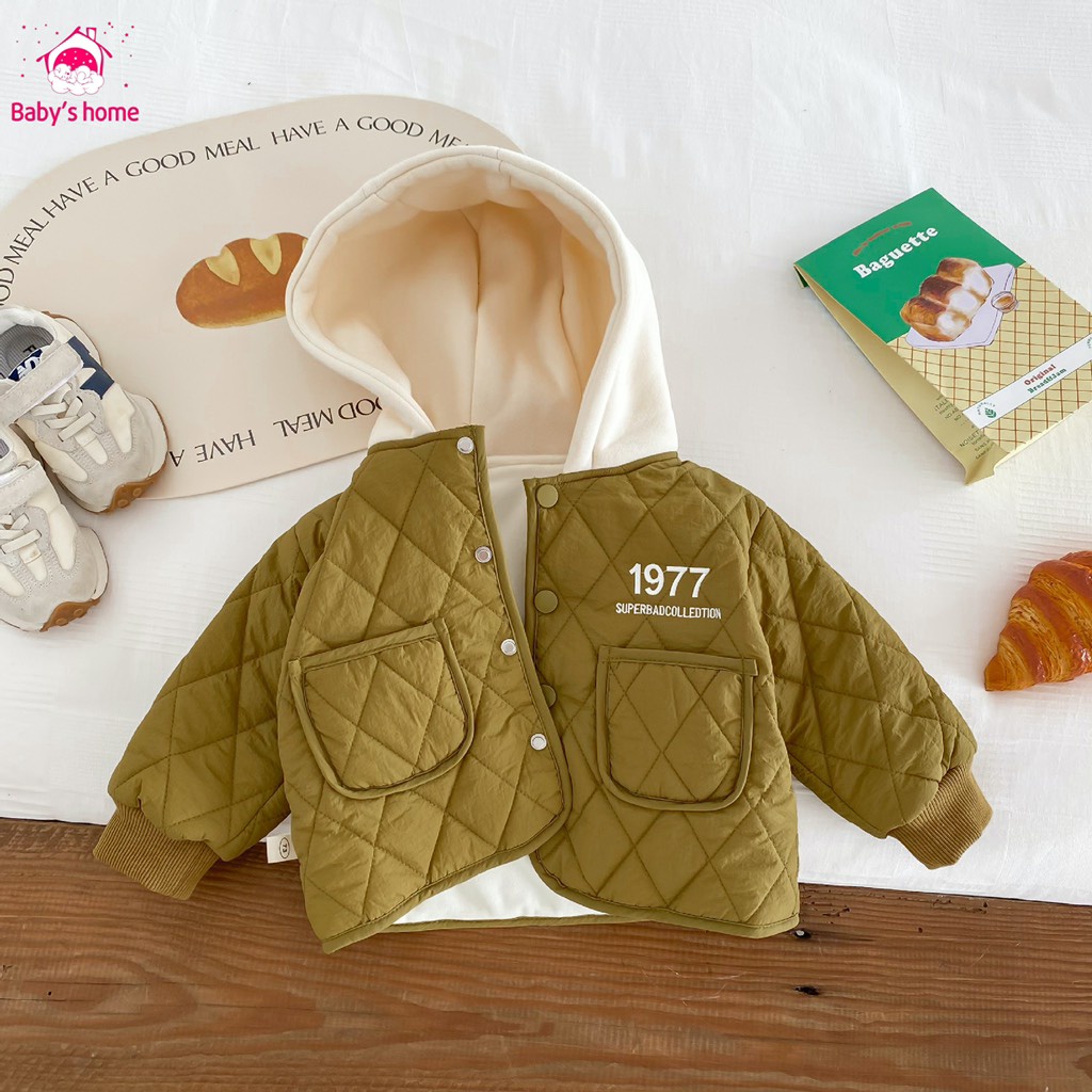 Áo khoác cho bé,  Áo khoác phao ấm cho bé trai có mũ, lót  bé từ 7kg trở lên- Baby's home có sẵn