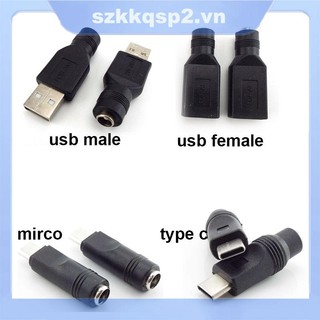 Giắc Chuyển Đổi dc female power jack 5.5 * 2.1mm Sang usb 2.0 mirco type c 5v Cho laptop Vnk22
