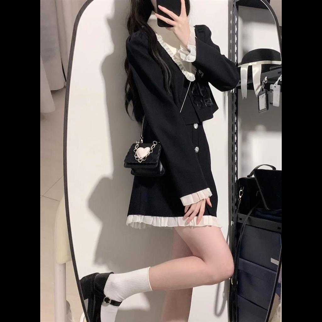 Set Áo Thun Dài Tay + Chân Váy Thời Trang Mùa Thu Phong Cách Pháp Mới Cho Nữ