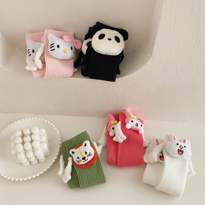 Tất vớ cổ cao bàn tay đính nam châm Jengiang Unisex ba chiều thêu hình đôi mắt dễ thương dành cho couple